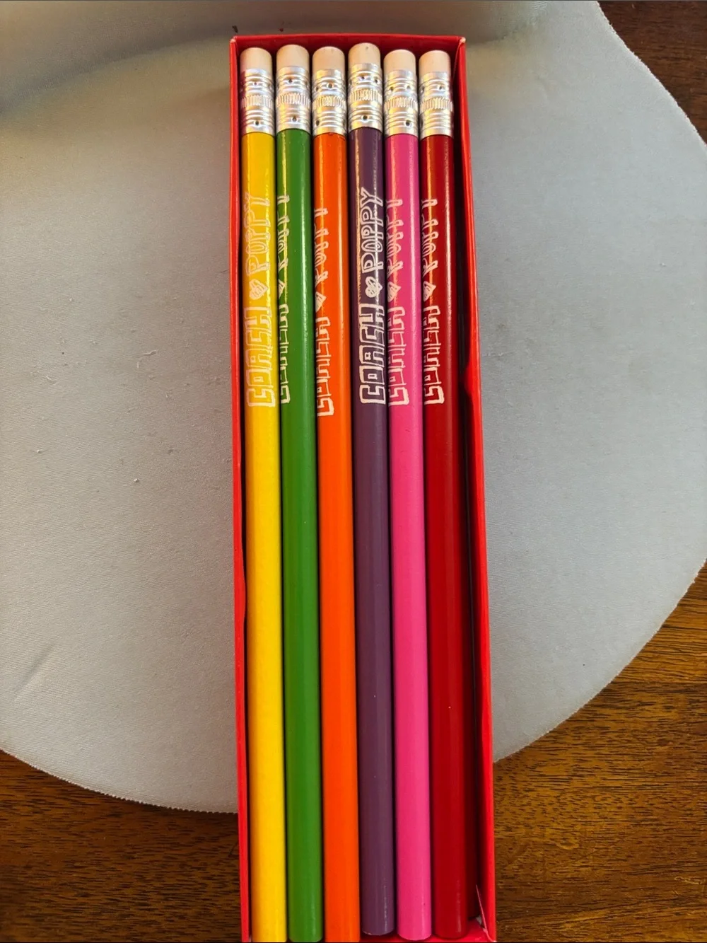 Coach Colorful Poppy Pencil Set - Red, Purple, Orange, Pink, Green, Yellow